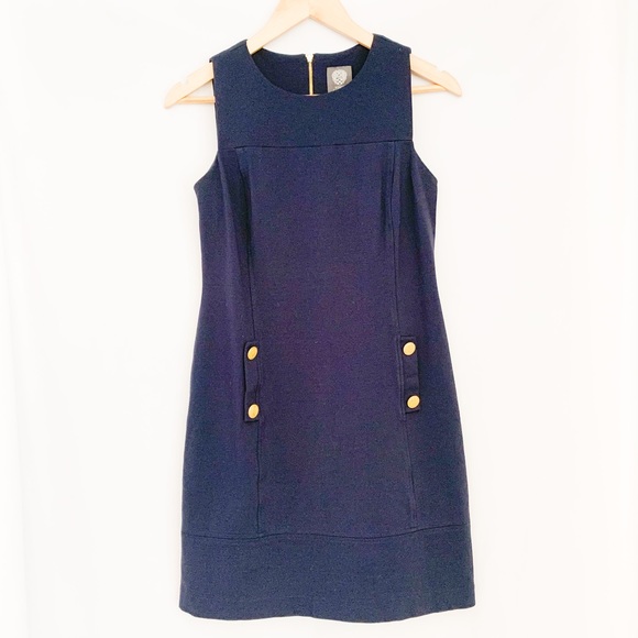 Vince Camuto Soft Navy Blue Sailor Full Back Zip Sleeveless Dress-Size 2 - Picture 2 of 13